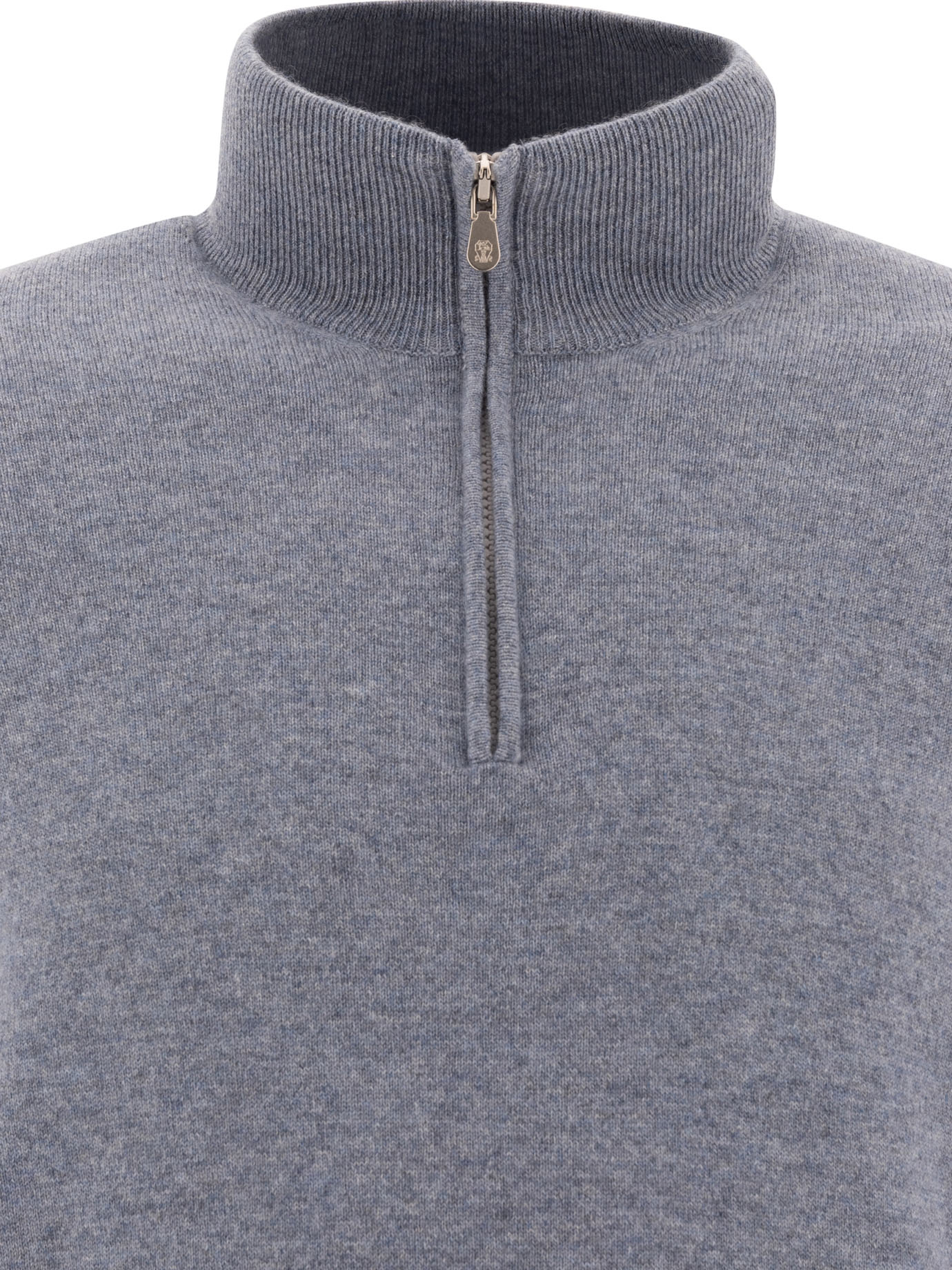 BRUNELLO CUCINELLI Light Blue Half-zip cashmere sweater